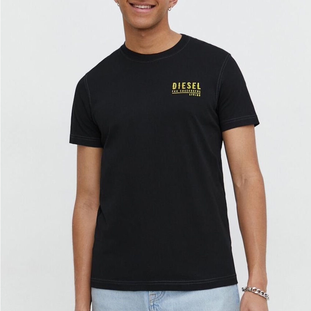 Brandnew Diesel Black Short Sleeve Tee with Gold Detail